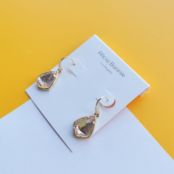 Miley Gold Dichroic Glass Earrings by Alicia Bonnie - Picture 4 of 4